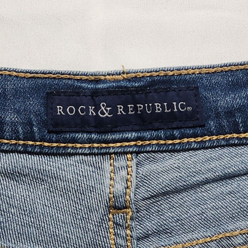 Rock & Republic Womens 8 Hula Distressed Cut Off Denim Shorts Blue - Picture 3 of 10